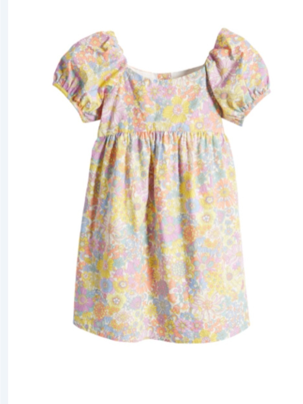 Janie and Jack Pastel Floral Puff-Sleeve Dress in Yellow, Pink, Blue